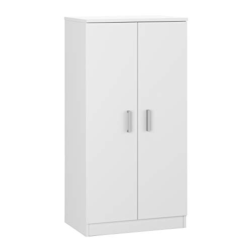 Mueble Zapatero Dos Puertas, Mueble Auxiliar, Modelo Basic, Acabado en Blanco Brillo, Medidas: 55 cm (Ancho) x 108 cm (Alto) x 36 cm (Fondo)