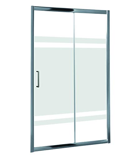 Mampara de Ducha MODULAR Frontal Sencilla - 1 Hoja FIJA + 1 Hoja CORREDERA. Con Tratamiento EASY-CLEAN. (130 cm, SERIGRAFIADA)