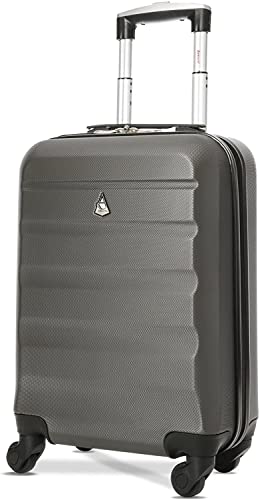 Aerolite 55cm Maleta de Cabina 34L Rigida con 4 Ruedas Equipaje De Mano, Aprobado para Ryanair, Vueling, Iberia, Air Europa, Easyjet y Muchas Más, Garantía De 5 Años (Carbón)