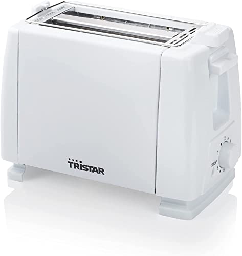 Tristar BR-1009 Tostadora para 2 rebanadas de pan, 2 Ranuras cortas, 6 ajustes de tostado, con soporte para calentar panecillos o bollería, botón de cancelación, base antideslizante, 650 W