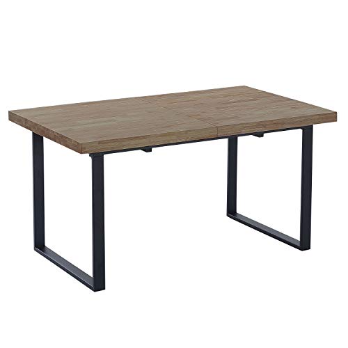 Adec Group Natural, Mesa de Comedor Extensible, Mesa de Salon o Cocina, Color Roble Boreal y Patas Negro, Medidas: 140/180 cm (Largo) x 80 cm (Ancho) x 76 cm (Alto)