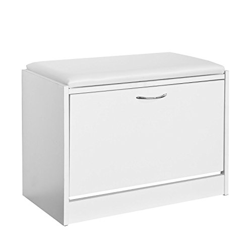 SoBuy Armario Zapatero, Taburete, Puff Caja, Banco, Estantería para Zapatos, Chifonier, FSR16-W, ES (Blanco)
