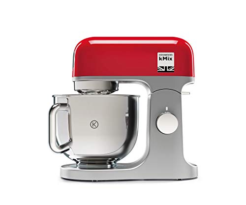 Kenwood kMix KMX750RD - Robot de Cocina Multifunción, 1000 W, Bol Metálico de 5 L con Asa, Gancho para Amasar, Varillas, Mezclado K, Acero Inoxidable, 6 Velocidades, Color Rojo