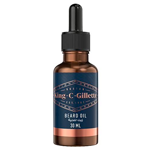 King C. Gillette Beard Oil for Men con argán vegetal, jojoba, aguacate, semillas de macadamia y aceite de almendras, 30 ml
