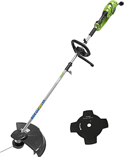 Greenworks Tools Cortabordes Eléctrico y Desbrozadora 230V 1200W 40cm Ancho Corte, 2mm Hilo/Cuchilla, Mango Adicional ajustable, Color Verde, Negro, Gris, GST1246