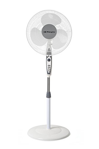 Orbegozo SF 0147 - Ventilador de pie oscilante, 3 niveles de ventilación, tamaño aspas 40 cm, altura regulable, 50 W, blanco