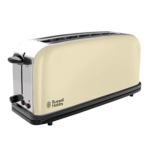 Russell Hobbs Tostadora Colours Plus - 1 Ranura Larga y Ancha, para 2 Rebanadas, Acero Inoxidable, Crema - 21395-56