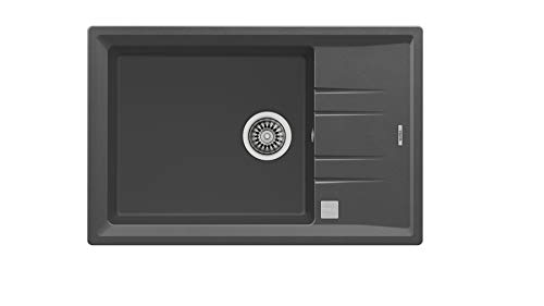 Teka 115330041 - Fregadero de cocina hecho de granito (granito) con un solo cuenco piedra 60 S-TG gris-115330041, color gris oscuro