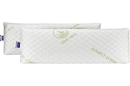 Todocama - Almohada viscoelástica Aloe Vera con Copos 100% viscoelásticos. Tejido Strech Aloe Vera. Termoregulable. Firmeza Media - Alta. Fabricado en España. (Pack 2 x 70 cm)