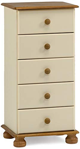 Steens 10220546 - Mesilla de Madera DM con 5 cajones y Patas Redondeadas, Color Crema