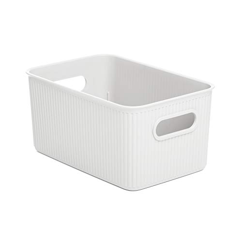 Tatay Caja Organizadora Rectangular Baobab, 5L de Capacidad, de Polipropileno, Libre de BPA, Color Blanco Pergamón, Medidas 18.1 x 27.2 x 13 cm