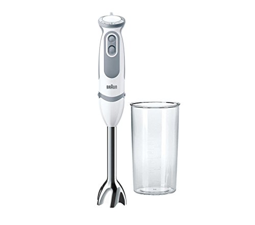 Braun Minipimer 5 MQ 5000 Soup - Batidora de mano, 750 w potencia, 21 velocidades, campana acero inoxidable, incluye vaso medidor 600 ml, blanco y gris