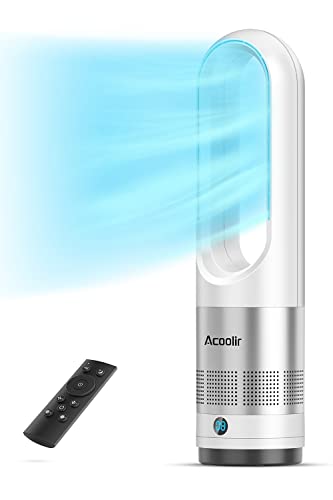 Ventilador de Torre, Ventilador de Pie sin Aspas Seguridad con Control Remoto, 8 Velocidades, Temporizador 8H, Oscilación 80°, Pantalla LED, Ventilador Columna Silencioso para Hogar y Oficina