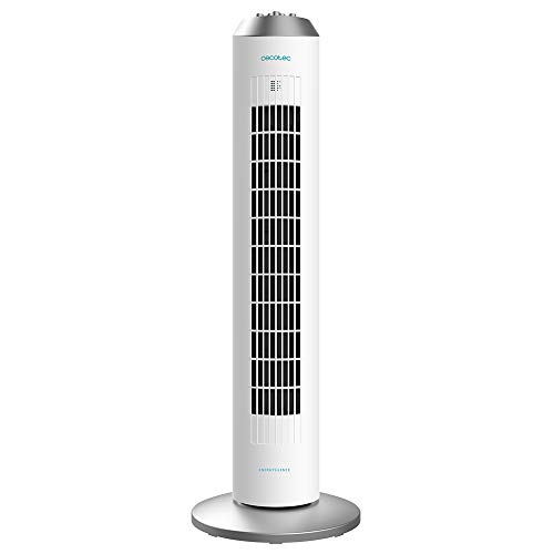 Cecotec Ventilador de Torre con Temporizador EnergySilence 8090 Skyline. 60 W, 33'' (84cm) de Altura, Oscilante, Motor de Cobre, 3 Velocidades, Blanco
