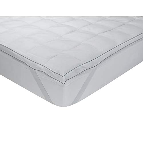 Classic Blanc - Topper/Sobrecolchón extramullido de plumón de oca, 9 cm altura, funda algodón, 135x190cm-Cama 135 (Todas las medidas)