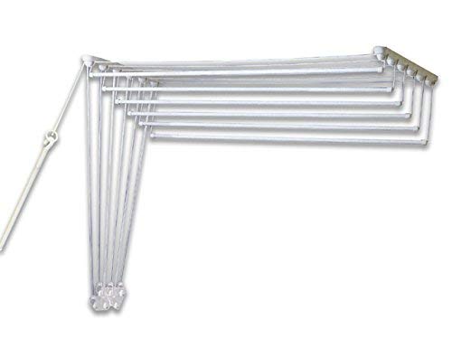 Gimi Lift 120 Tendedero de pared y techo de acero, 7 m de longitud de tendido, color blanco