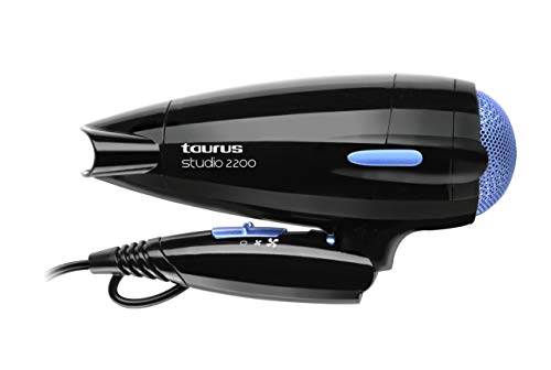 Taurus 900108000 Studio 2200, Secador de pelo, 2200 W, mango plegable, 2 velocidades y 3 temperaturas, color negro