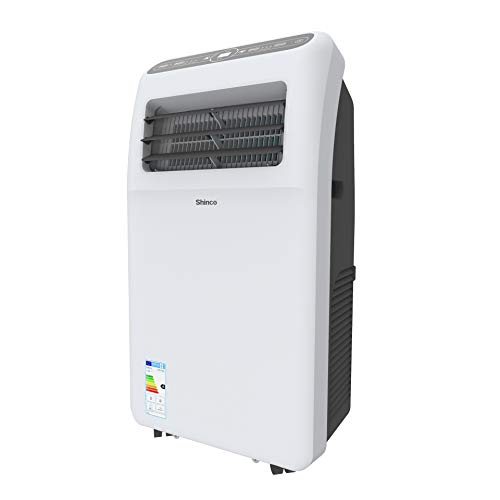 SHINCO 3,5 kW 12000 BTU Aire Acondicionado Portátil, Enfría, Ventila y Deshumidifica, Mando a Distancia, Blanco, hasta 60 m²