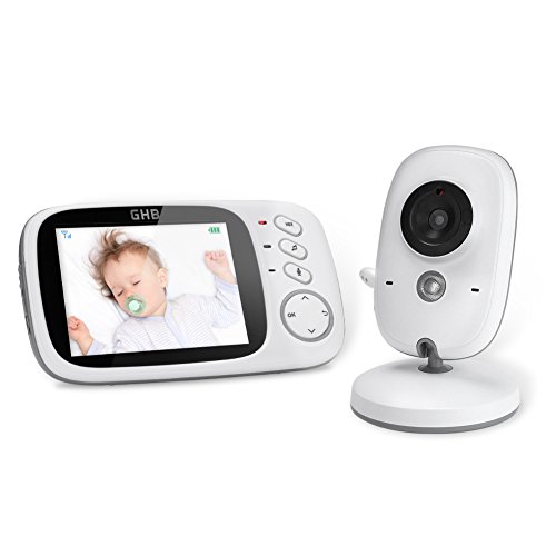 GHB Camara Vigilancia Bebe Vigilabebes con Camara con Pantalla 3.2' HD Vigilabebes VOX, Visión Nocturna, Despertador, Comunicación Bidirecciona Escucha Bebes