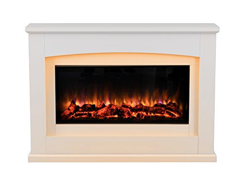 Chimenea eléctrica Danby suite de vidrio frente a fuego eléctrico 220/240 Vac, 1 & 2kW, 7 días de control remoto programable en una suite de la chimenea de MDF de crema ligera