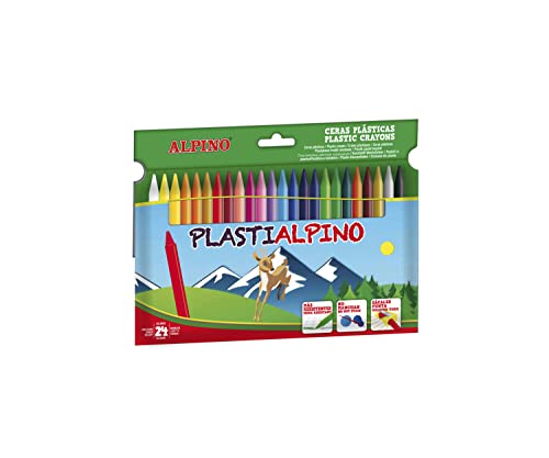 Lapices cera alpino plasti caja de 24 unidades colores surtidos