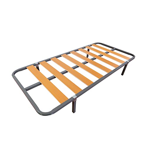 MUEBLIX.COM | Somier Eco para Cama 90 x 190 cm | Somier con 4 Patas | Láminas Madera de Chopo de 9 cm y Estructura de Tubos de Acero | Útil para Camas Nido o Camas Individuales