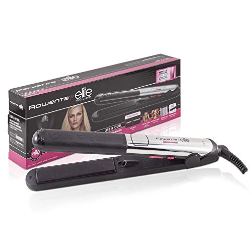 Rowenta Liss & Curl SF4522 - Plancha de pelo, alisa, ondula y riza, con recubrimiento de Keratina y Turmalina, función iónica con placas largas, función 2 en 1, pantalla LCD temperatura hasta 230ºC