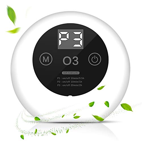 Collen Purificador de Aire Portátil, Generador de Ozono para Hogar Esterilización Desodorización, Ionizador de Aire Silencioso, Maquina Ozono Eliminar Olor para Cocina,Baño,Habitacion,Mascota