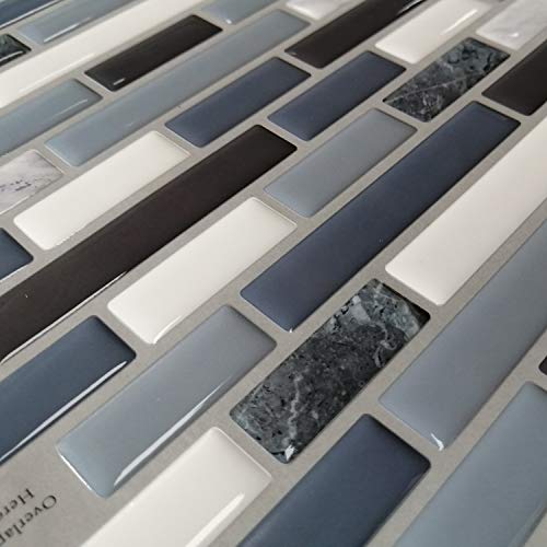 profesticker Vinilo Azulejo Adhesivo Cenefa Adhesiva 3D Auto-Adhesivo Pegatina Pared Baldosa Revestimiento Border Decorativo Impermeable Cocina Baño (Marmol Azul, 9)