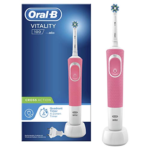 Oral-B Vitality 100 Cepillo De Dientes Eléctrico, 1 Mango Rosa Recargable Con Tecnología De Braun, 1 Cabezal De Recambio CrossAction