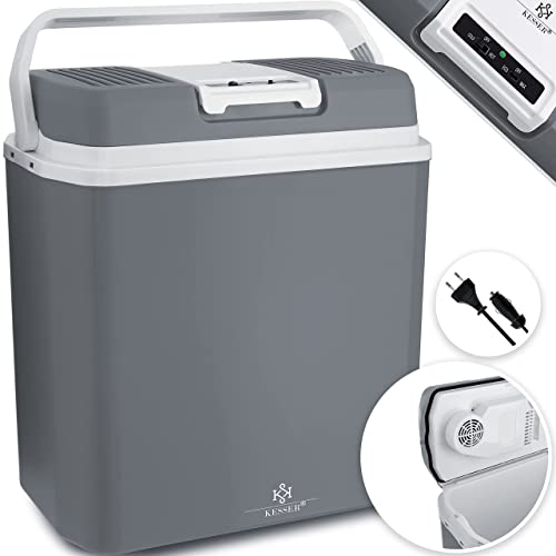 Kesser® Nevera eléctrica portátil de 24 litros | FRIGORÍFICO Y CALORÍFICO | Enfriador termoeléctrico de 12 y 230 voltios | Minifrigorífico | para el Coche y el Camping, Gris