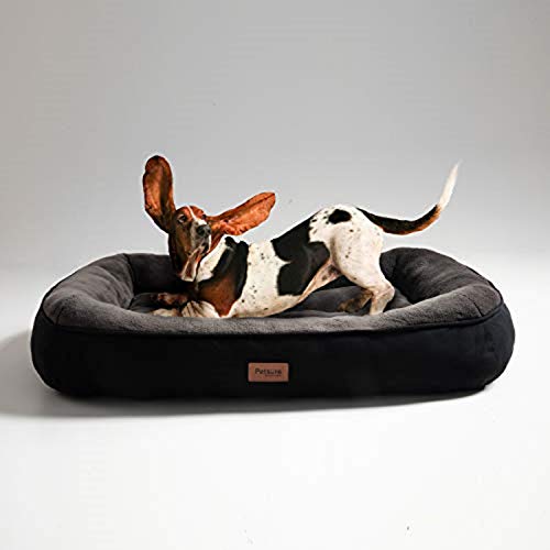 Bedsure Cama Perro Grande Lavable XL - Colchon Perro Cómoda de Felpa Muy Suave - Sofá de Perro 110x76x18cm,Negro