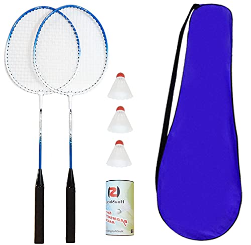 Set de bádminton de Plumas y 2 Raquetas con 3 Plumas y Funda para Toda la Familia, Vacaciones, jardín, Playa