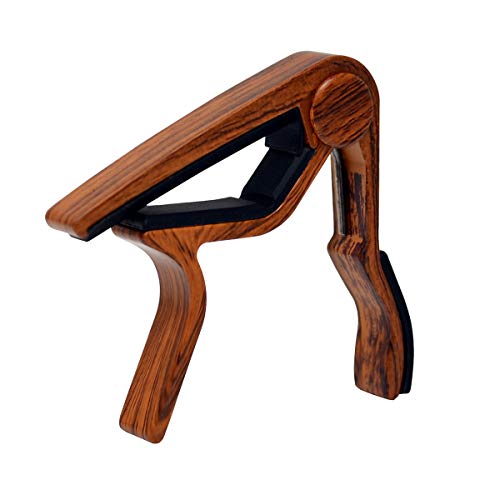 Cejilla para ukelele, abrazadera para ukelele, clip para ukelele, color palisandro, para soprano, concierto, tenor, barítono – Cejilla profesional para ukelele (palisandro)