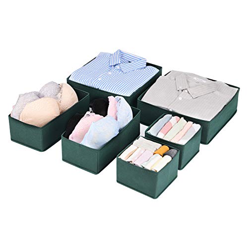 MaidMAX Organizadores de Cajones Plegables, Cajas Organizadoras para Cajón, Conjunto de 6 Organizadores de Ropa Interior, Calcetines, Calzoncillos, Gris