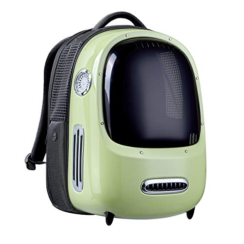 PETKIT Mochila para Gatos, Mochila de Viaje para Cachorros, Ventilador Incorporado y Sistema de iluminación, Mochila para Transporte de Mascotas Bien Ventilada, Ligera y Cómoda (Verde)
