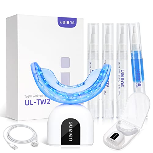 Blanqueador Dental Profesional, Ualans Kit Blanqueamiento Dental-32 LED, 3*Gel, Gel Calmante,Caja de Almacenaje, Completo Blanqueador,10 Mins Blanquear Dientes Fácilmente