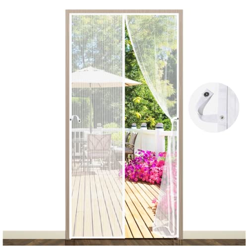 Cortina Mosquitera Para Puertas. EGNBU Mosquitera Imantada Puerta 90x210cm Tejido Súper Fino Para Dejar Pasar El Aire. Cierre Magnético Automático Que Evita el Paso de Insectos. Fácil de ensamblar