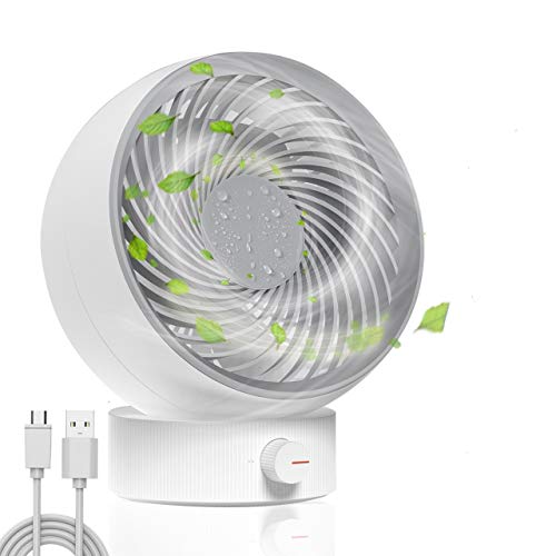 TedGem Ventilador, Ventilador USB Ventilador de Mesa Mini Ventilador USB Silencioso 180 Tipos Velocidad del Viento, Puede Ajustar hacia Arriba y hacia Abajo 20 °, para Oficina/Hogar/Viajar (Blanco)