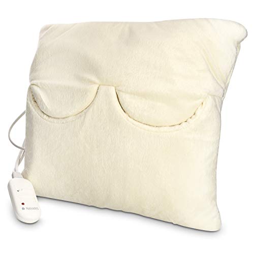 Navaris Almohada eléctrica térmica lavable - Almohadilla con calientapiés y funda extraíble - Cojín calienta pies con 2 niveles de calor - Crema