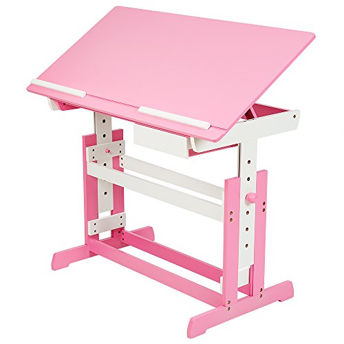 TecTake Escritorio Infantil 109 x 55 cm reguable en Altura (Rosa | No. 400926)