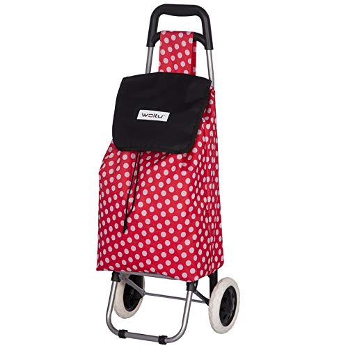 WOLTU Carrito de la Compra Carro Compra con 2 Ruedas Impermeable Extraíble Capacidad de 45L 34x92x27 cm Pink/Negro EW4809