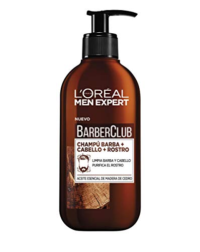 L'Oreal Paris Men Expert - Barber Club Champú 3 en 1 para barba, cabello y rostro, 400 ml (2 unidades de 200ml c/u)