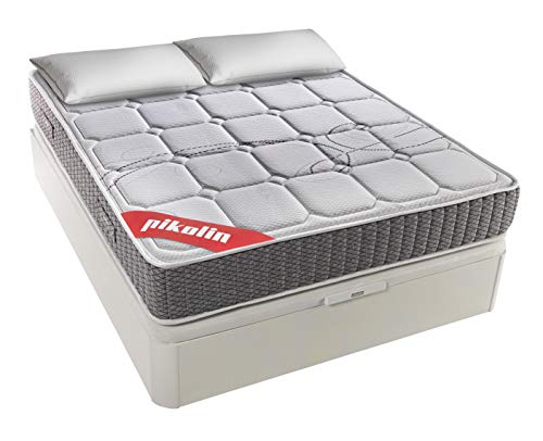 PIKOLIN Colchón 150x190 de muelles ensacados visco, firmeza Alta, Reversible, máxima Calidad, Alto 27 cm - Colchones Troas