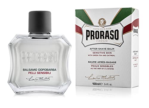 Proraso After Shave Bálsamo, 100 ml, bálsamo barba after shave refrescante con avena y té verde, tónico facial sin alcohol calmante, hecho en Italia